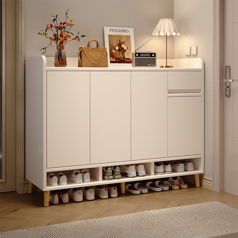 Solid Wood Entryway Shoe Cabinet with Wall — white