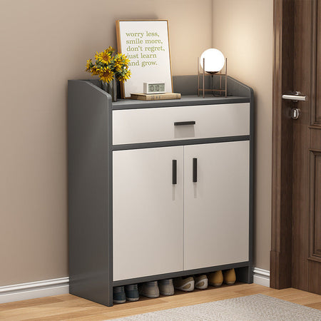 Space-Saving Entryway Shoe Cabinet with Large — white