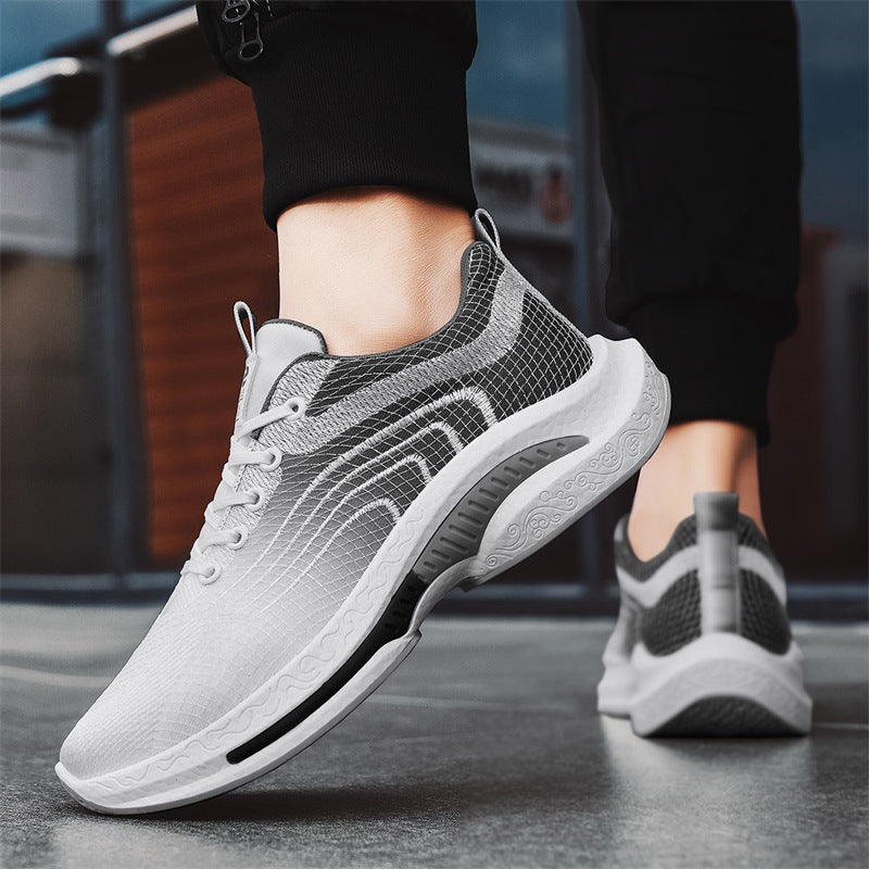 Ms-S181 White Gray men's athletic shoes - training sports shoes with supportive breathable design