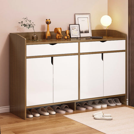 Nordic Large Capacity Entryway Shoe Cabinet with — with door oak