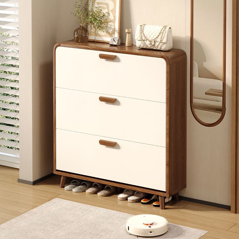 Ultra-Thin Solid Wood Flip Entryway Shoe Cabinet — 120-24-119 turmeric sandalwood color