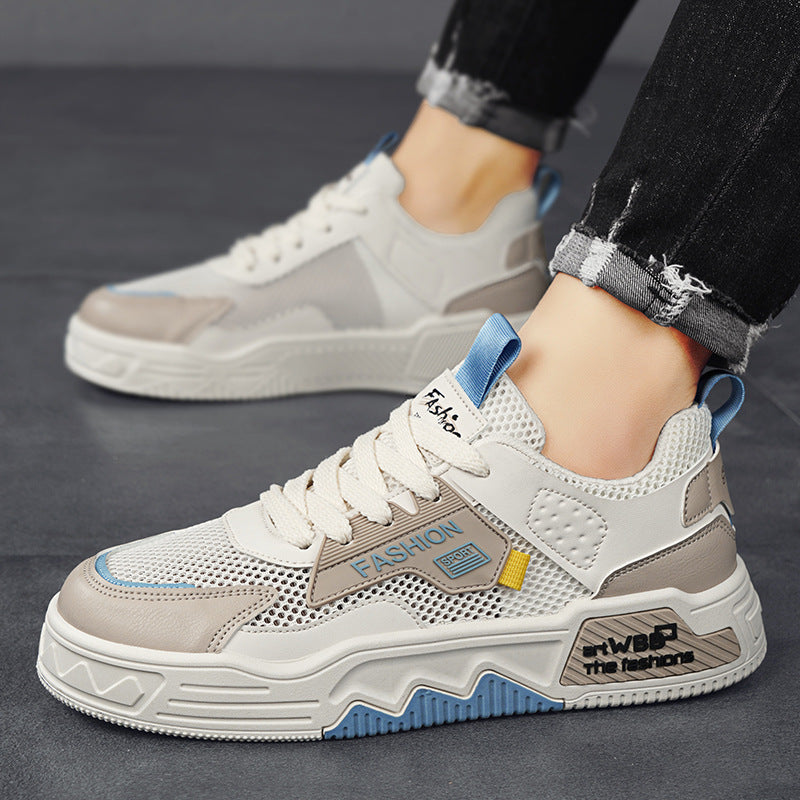 Men’s White Mesh Casual Sneakers Korean Style