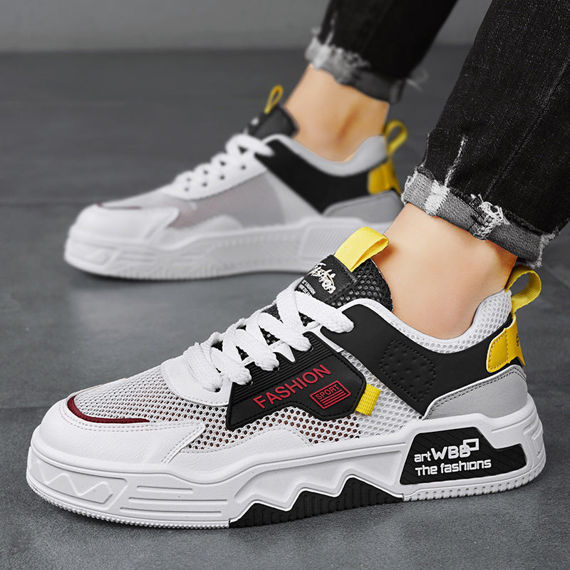 Men’s White Mesh Casual Sneakers Korean Style