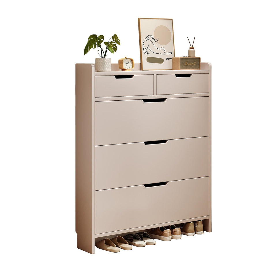Ultra-Thin Solid Wood Flip Shoe Cabinet with Drawer