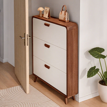 Ultra-Narrow Entryway Flip Shoe Cabinet Storage Rack — white
