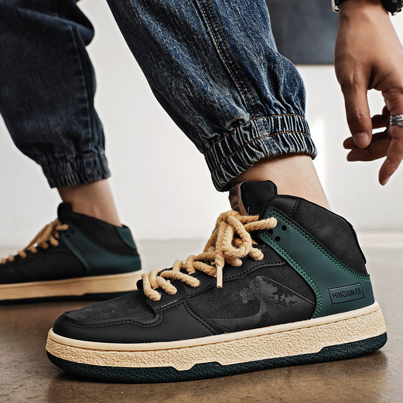 Men’s High-Top Retro Casual Sneakers Lace-Up Shoes