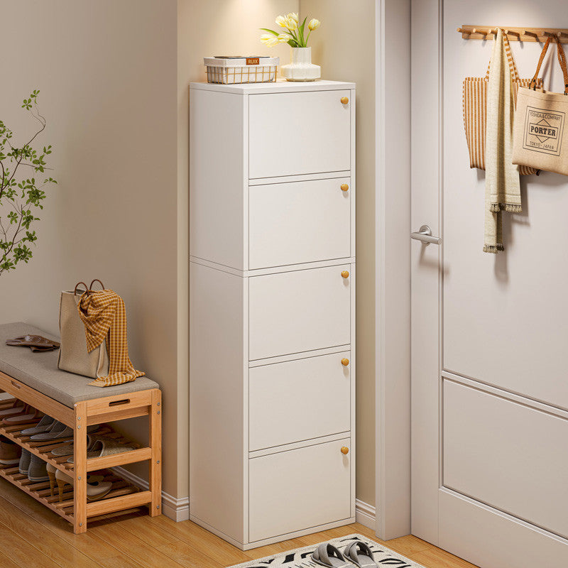 Narrow Vertical Dustproof Shoe Cabinet Storage Locker — white
