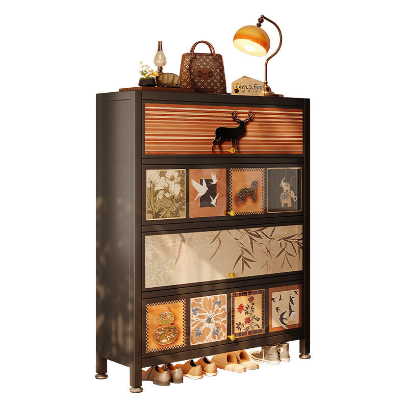 Vintage Steel Wall-Mounted Entryway Shoe Cabinet