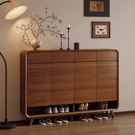 Solid Wood High-End Entryway Shoe Cabinet — walnut