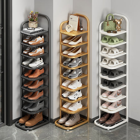 Slim Multi-Layer Folding Entryway Shoe Cabinet Rack — folding black