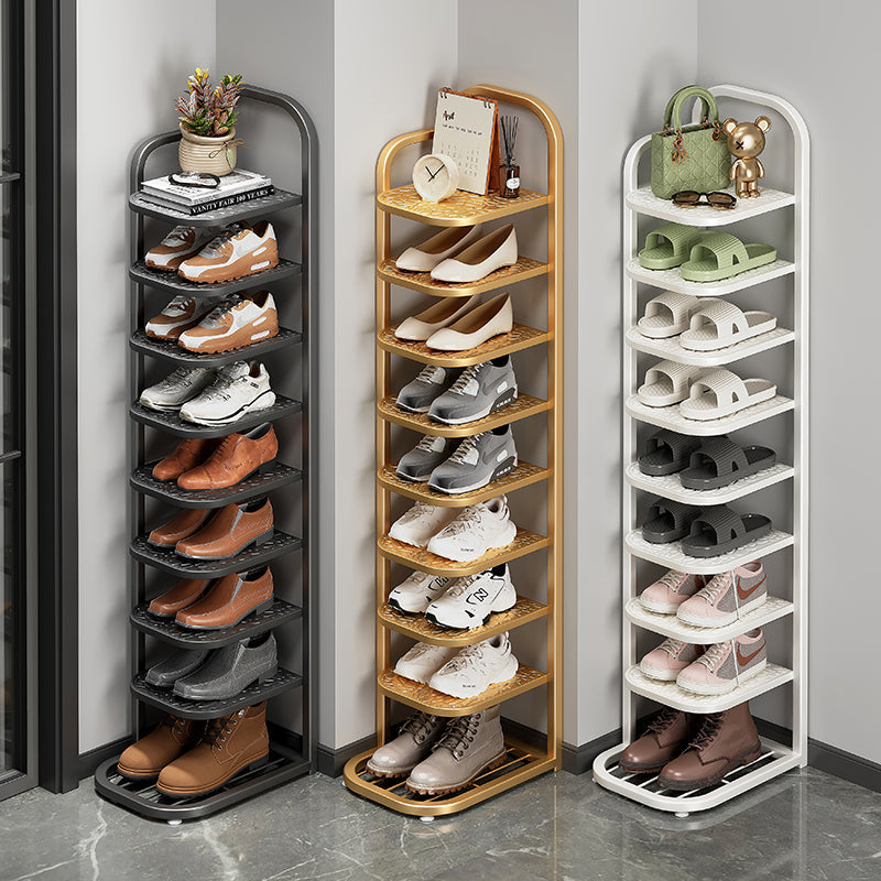 Slim Multi-Layer Folding Entryway Shoe Cabinet Rack — folding black