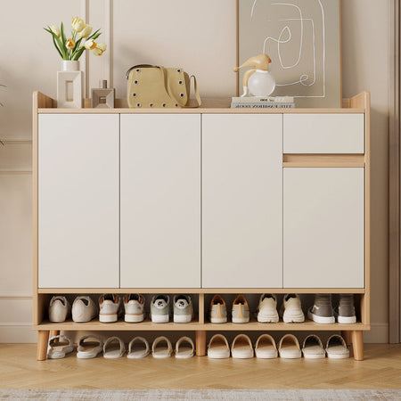 Solid Wood Corridor Entryway Shoe Cabinet Large — white