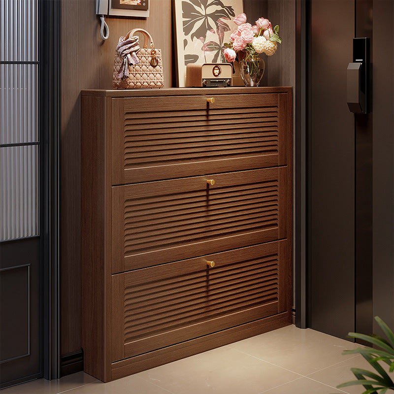 No-Installation Ultra-Thin Solid Wood Shoe Cabinet — 60 18 118cm three tipping buckets