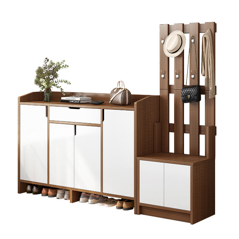 Entryway Shoe Cabinet with Coat Rack and Bench Seat