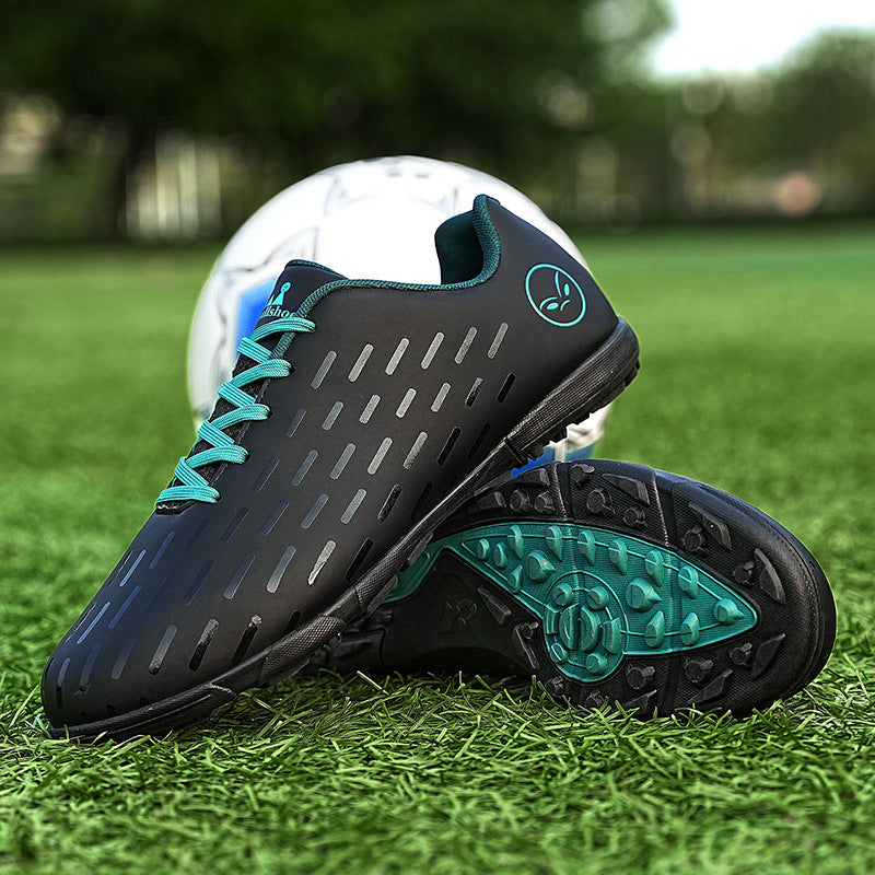 Black Dark Blue men's soccer shoes - lightweight performance cleats for field and training use