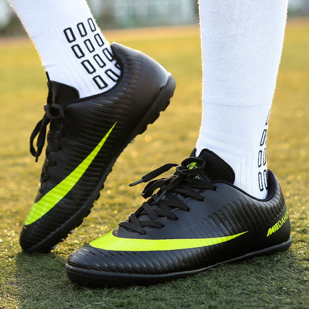 Black men's soccer shoes - lightweight performance cleats for field and training use