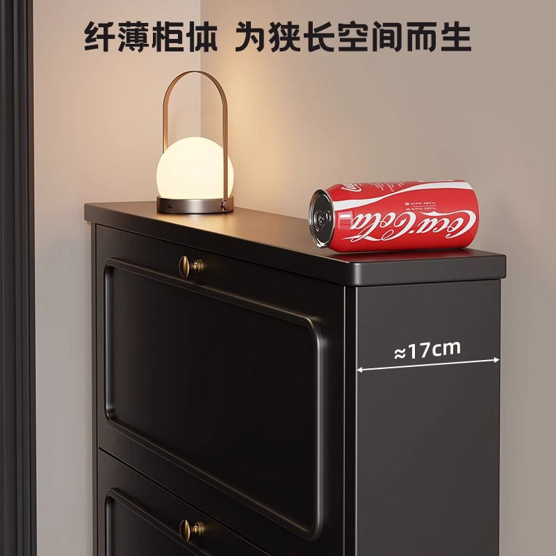 Ultra-Thin Solid Wood Vintage Flip Entryway Shoe Cabinet