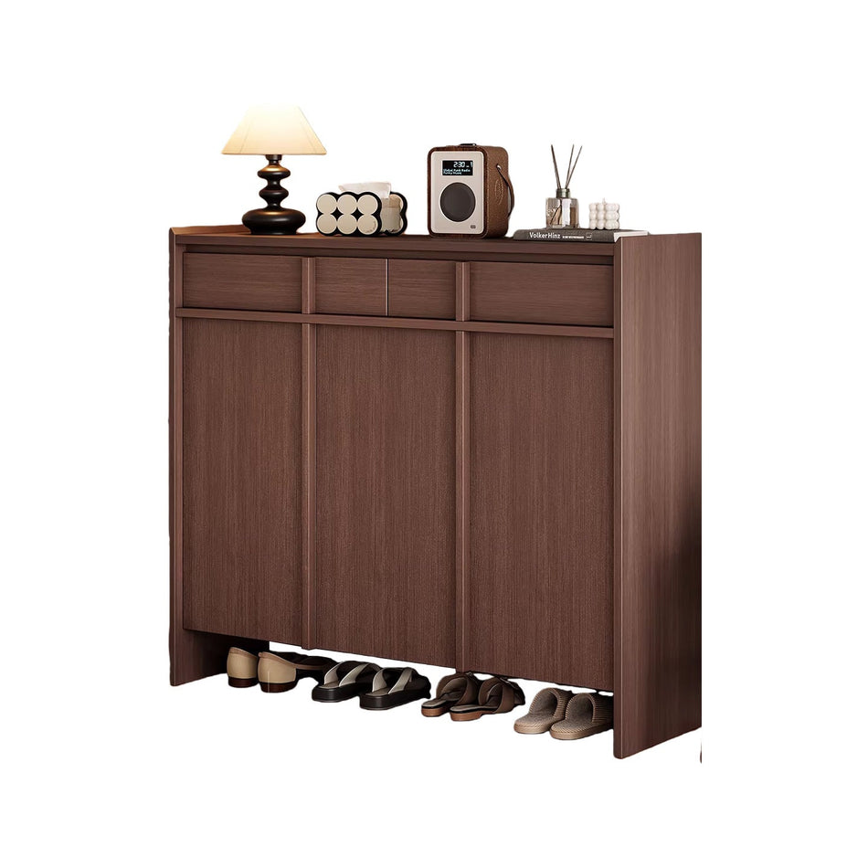 Solid Wood Wall-Mounted Entryway Shoe Storage Cabinet