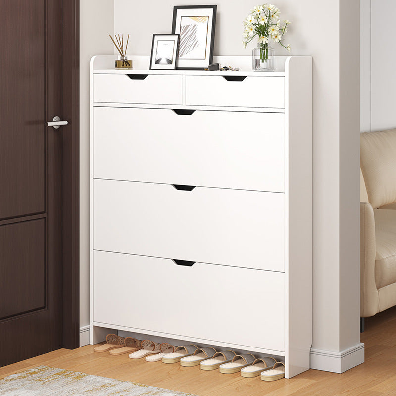 Ultra-Thin Cream Flip Entryway Shoe Cabinet Rack — white