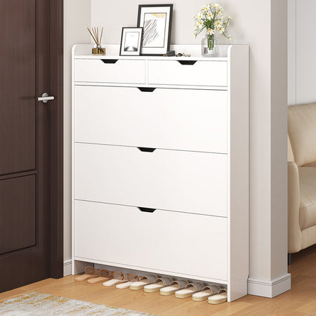 Ultra-Thin Cream Flip Entryway Shoe Cabinet Rack — white