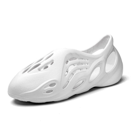 White indoor slippers for men - soft comfortable house slippers with non-slip sole