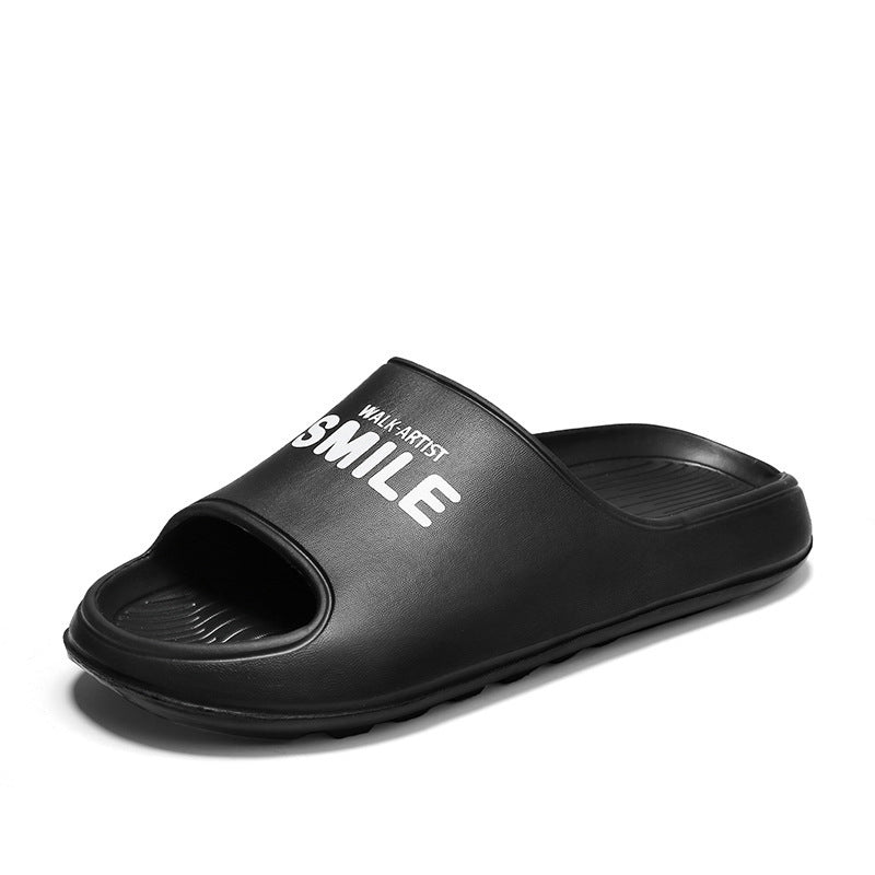 Black indoor slippers for men - soft comfortable house slippers with non-slip sole