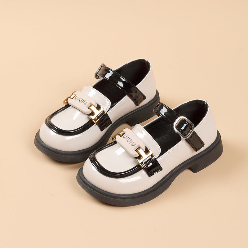 Girls’ British College Leather Shoes – Classic Spring Flats