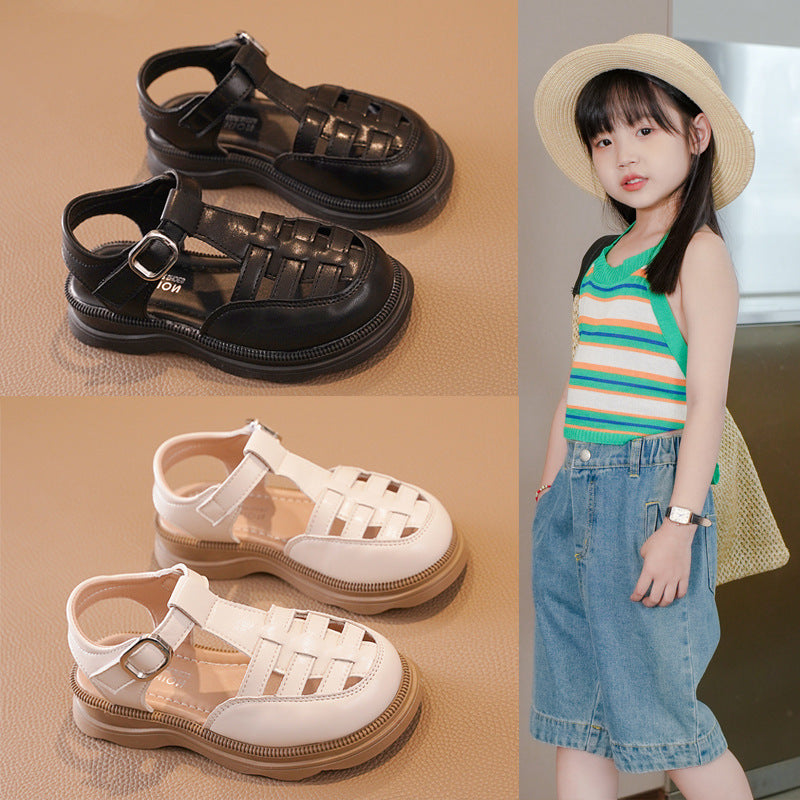 Girls’ Roman Semi-Sandals – Breathable Summer Beach Shoes