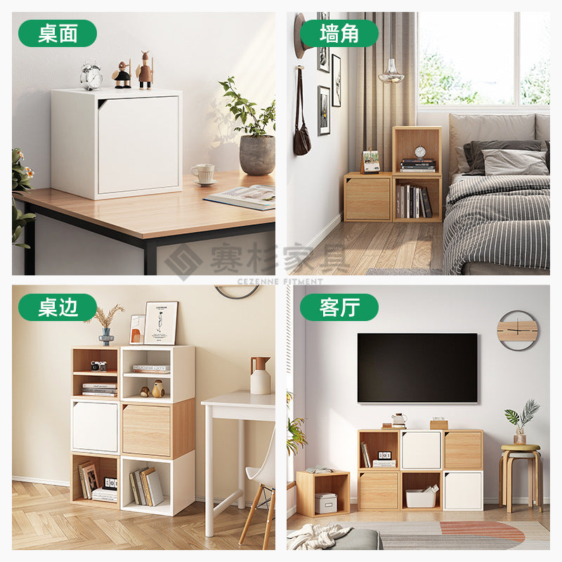 Modular Grid Glass Bookshelf Storage Cabinet System