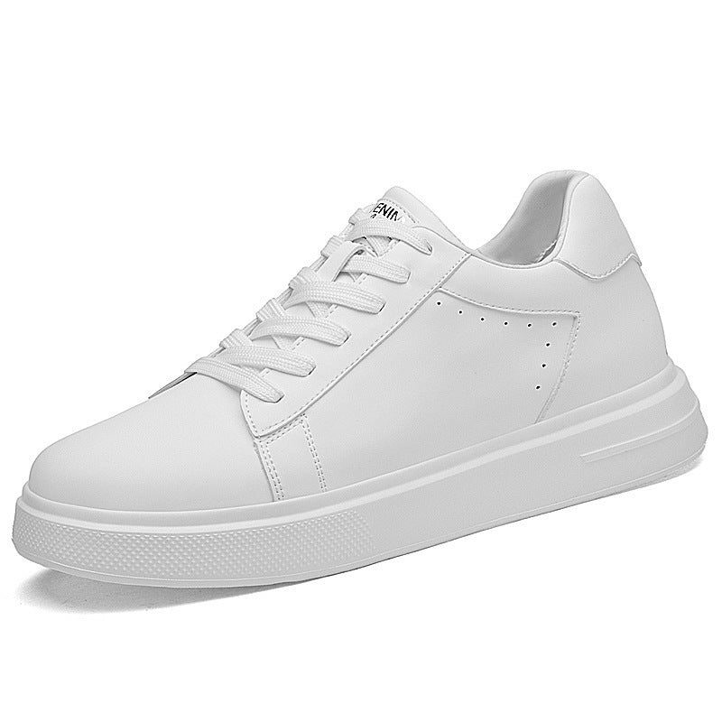 Invisible Height Increasing Men's White Sneakers 8cm Lift Casual