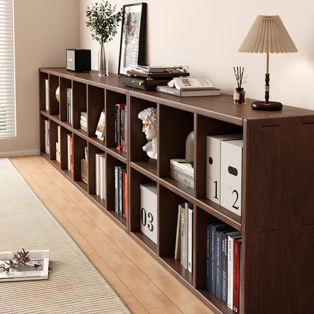 Walnut Solid Wood Modular Floor Bookshelf Cabinet — walnut