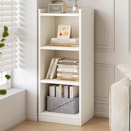 Narrow Floor-Standing Corner Bookshelf Storage Cabinet — white