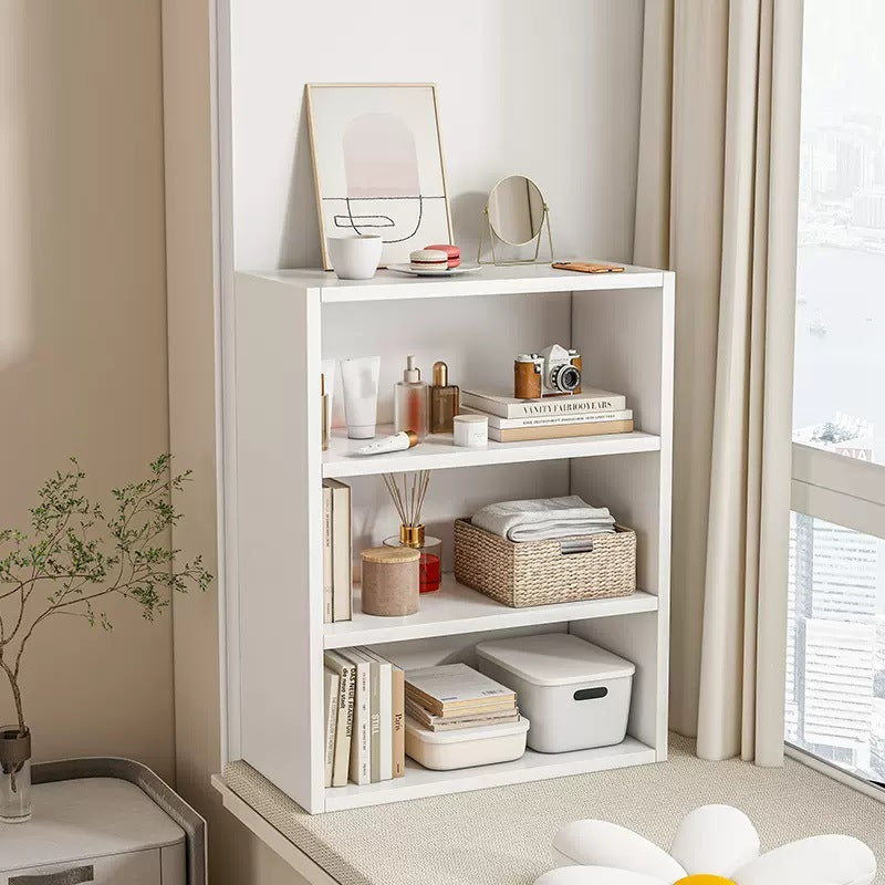 Bay Window Solid Wood Storage Bookshelf Cabinet — white