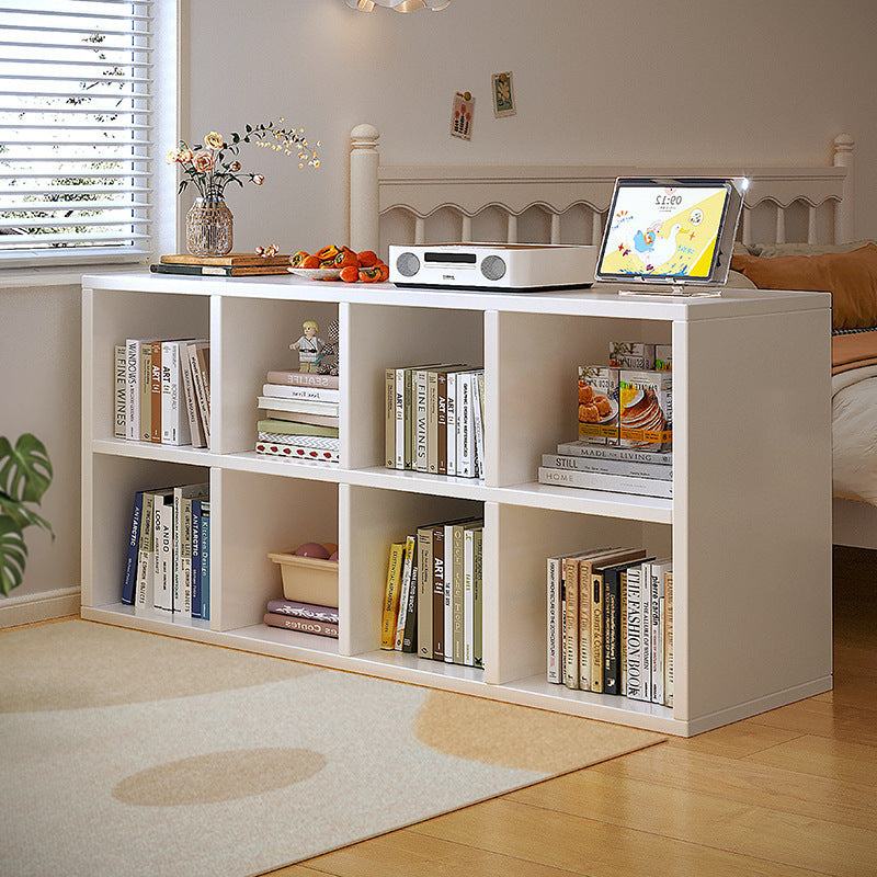 Floor-Standing Lattice Bookshelf with 8-Compartment — white