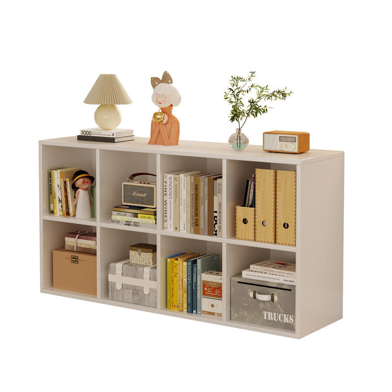 Floor-Standing Lattice Bookshelf with 8-Compartment Storage