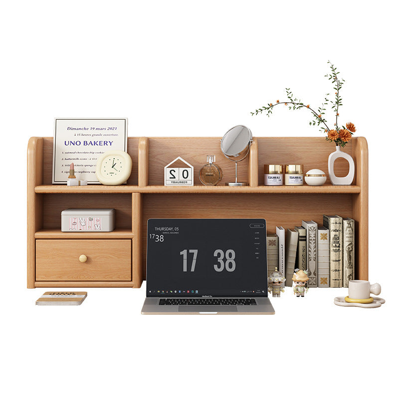 Solid Wood Desktop Bookshelf with Multi-Layer Storage