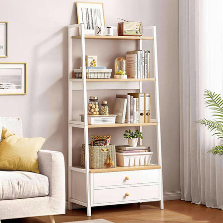 Multi-Layer Iron Floor Shelf Display Bookcase — white