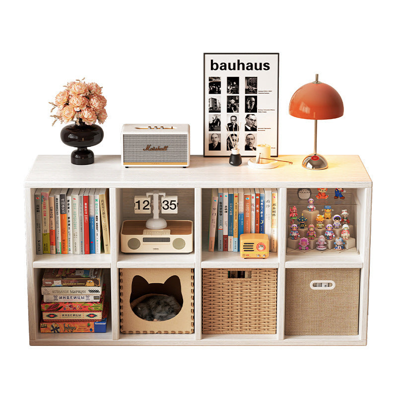 Solid Wood 8-Compartment Grid Bookshelf Storage Cabinet