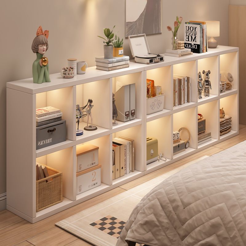 Eight-Compartment Semi-Enclosed Floor Bookshelf Cabinet — white