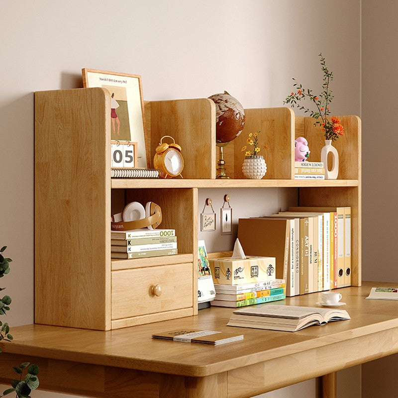 Solid Wood Vertical Desktop Bookshelf Storage Rack — thickened solid wood two-tier 60cm rubberwood fini