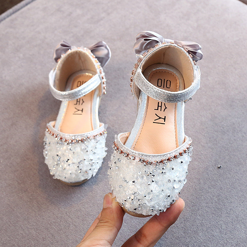 Girls’ Rhinestone Sandals – Korean Style Soft Sole Princess Shoes