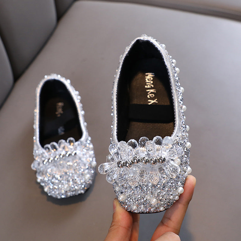 Girls’ Rhinestone Princess Shoes – Autumn Dance Performance Flats