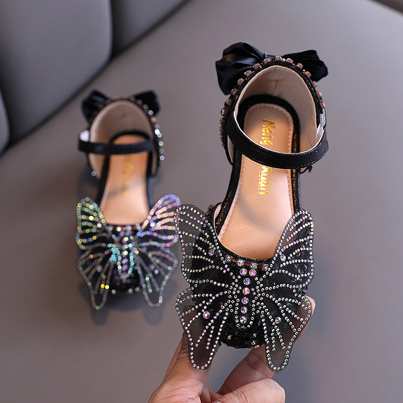 Girls’ Rhinestone Sandals – Korean Style Soft Sole Princess Shoes