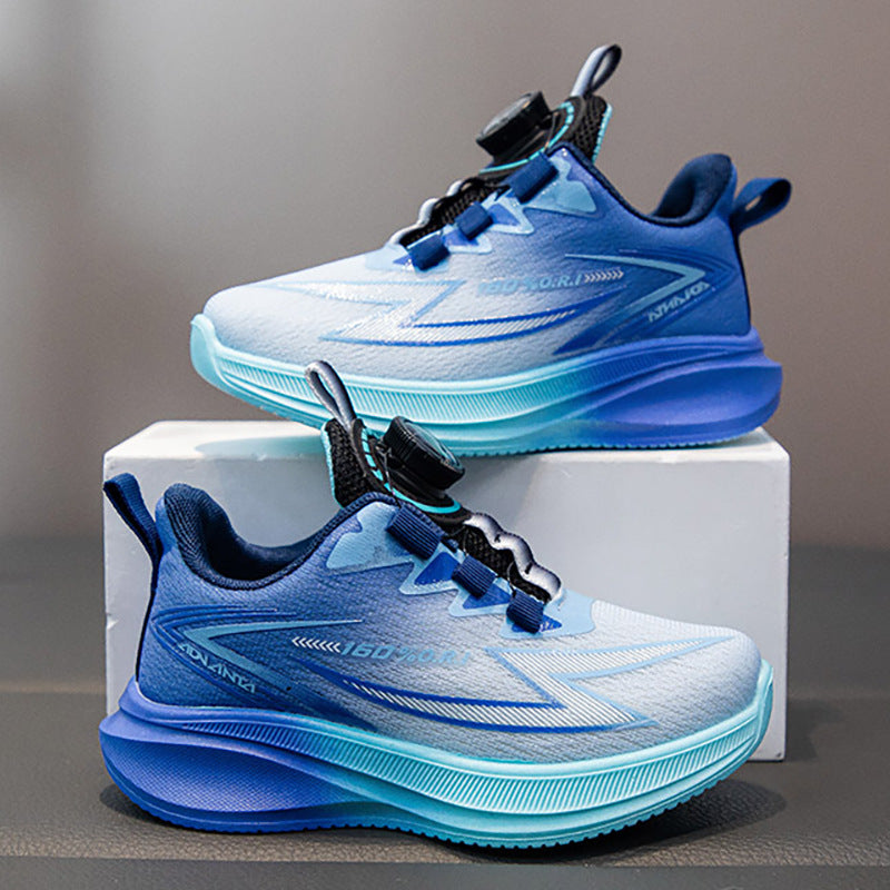 Blue kids athletic shoes with lightweight and breathable design for active wear