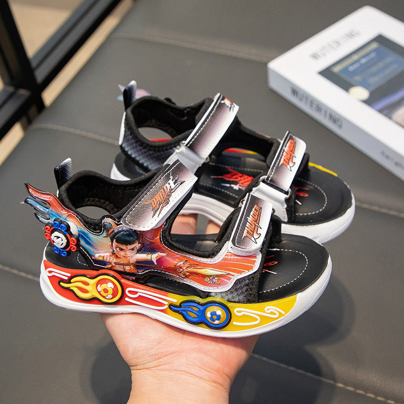 Boys’ Soft Sole Sandals – Summer Cartoon Beach Sports Shoes