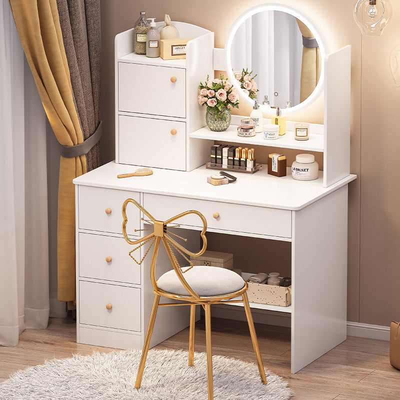 Modern Small Dressing Table with Storage Cabinet — LED lamp 80cm