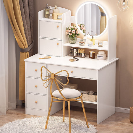 Modern Small Dressing Table with Storage Cabinet — LED lamp 80cm