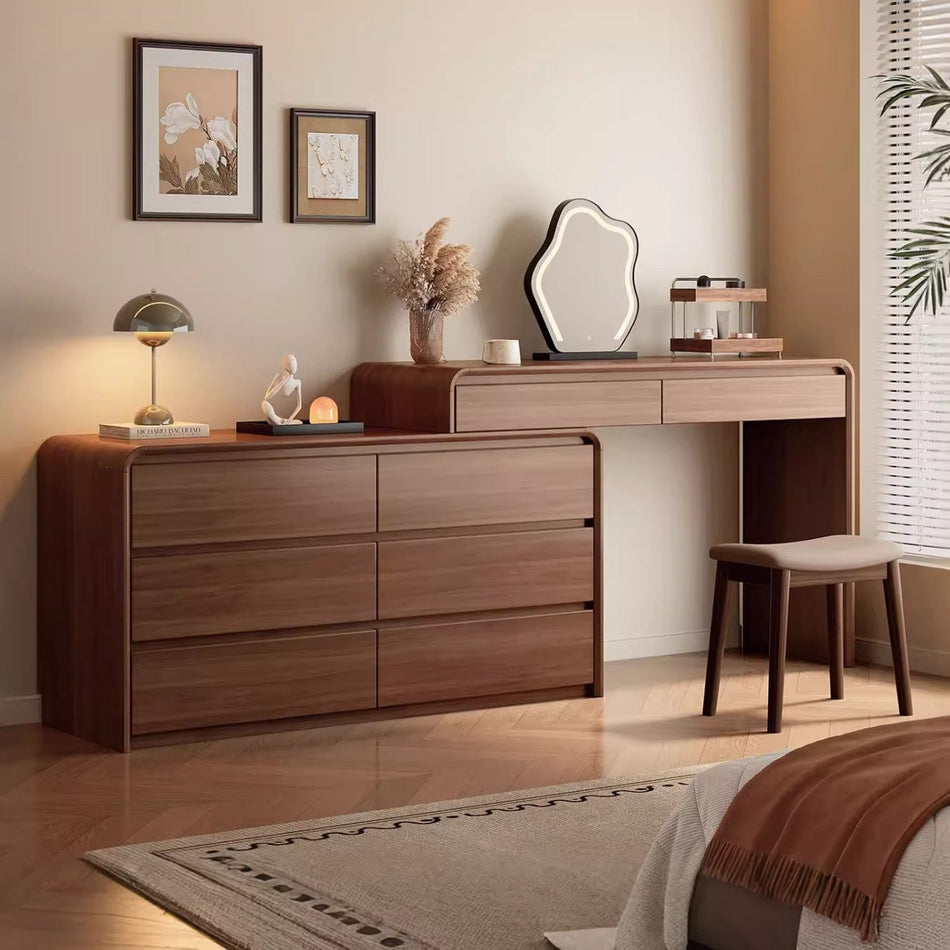 Solid Wood Walnut Dressing Table and Dresser — walnut