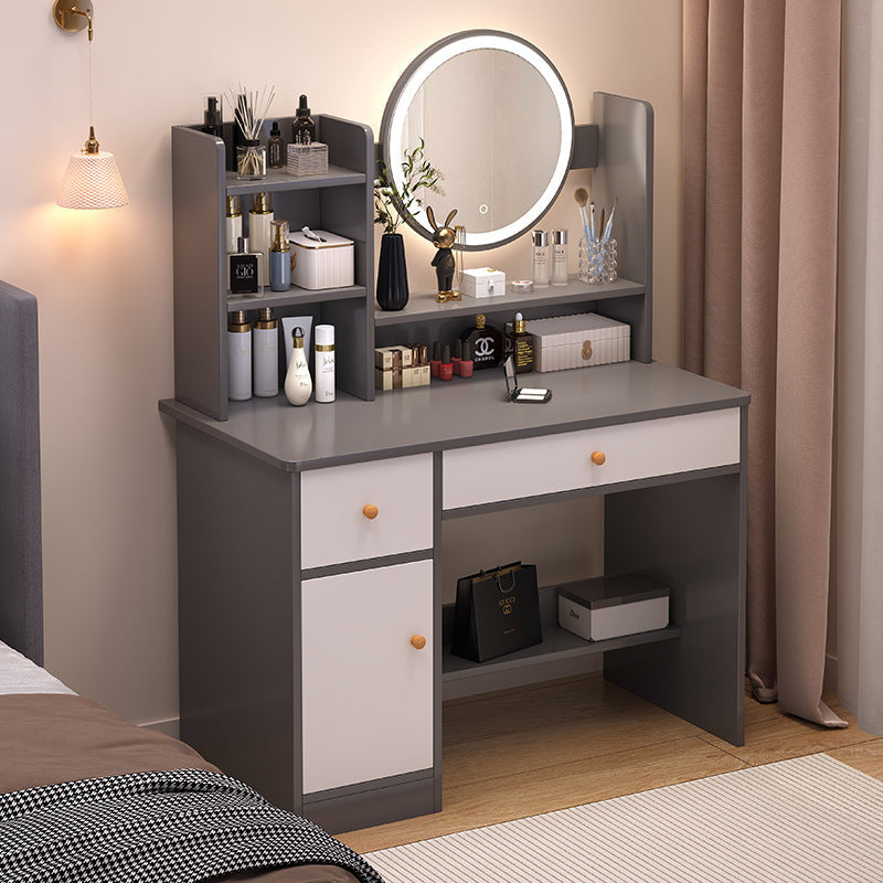 Modern Small Dressing Table with Integrated Makeup — white