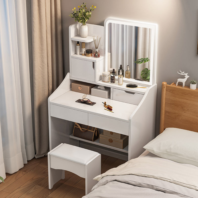 Modern Small Dressing Table with Integrated Storage — white